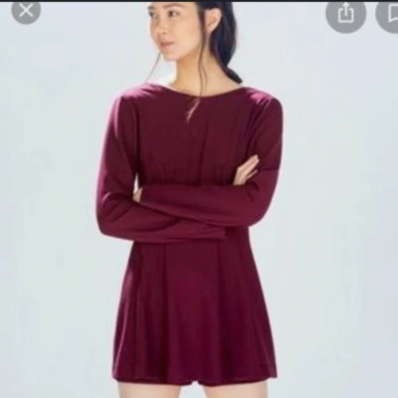 ZARA BURGUNDY LONG SLEEVE ROMPER - Picture 1 of 8